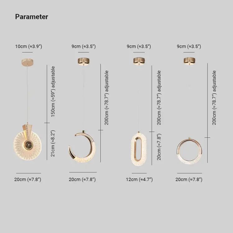 Kristy Creative Acrylic & Metal Pendant Light | 4 Designs | LED Included