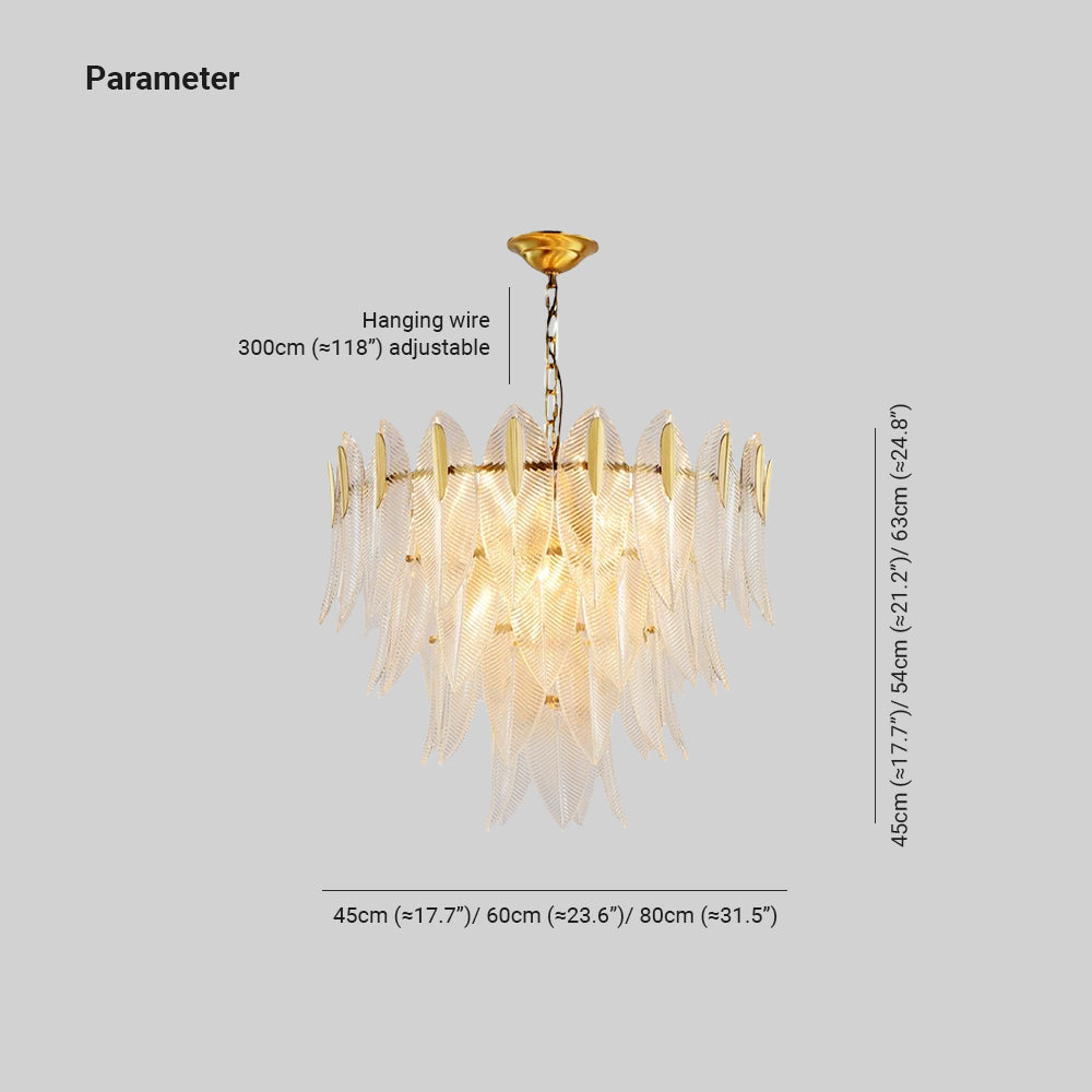 Kristy | Modern Gold Feather Chandelier with Adjustable Chain | Elegant Lighting for Bedrooms and Living Rooms