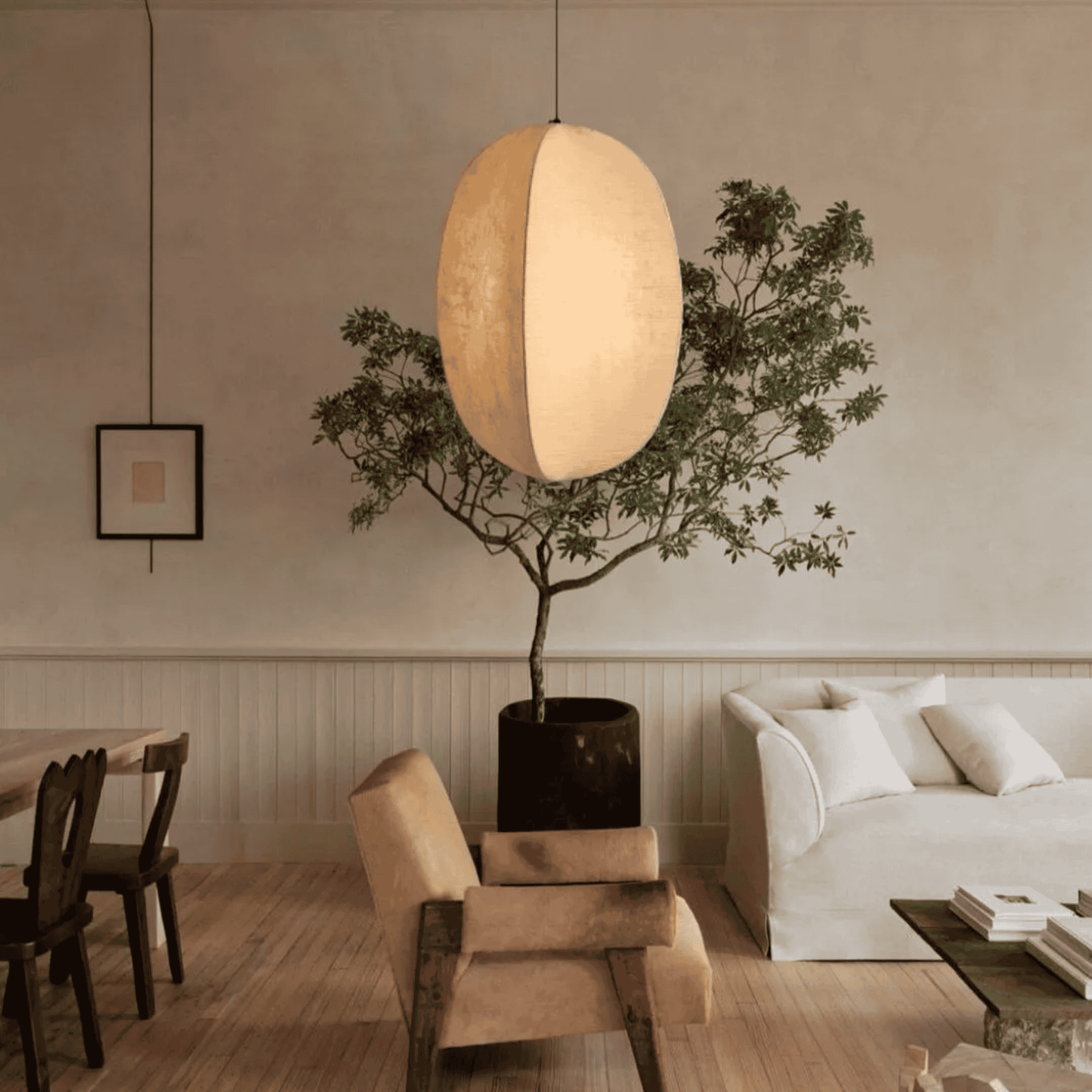 Kumo Collection | Linen Pendant Light with Adjustable Cord | Soft Ambient Glow for Tranquil Spaces 9