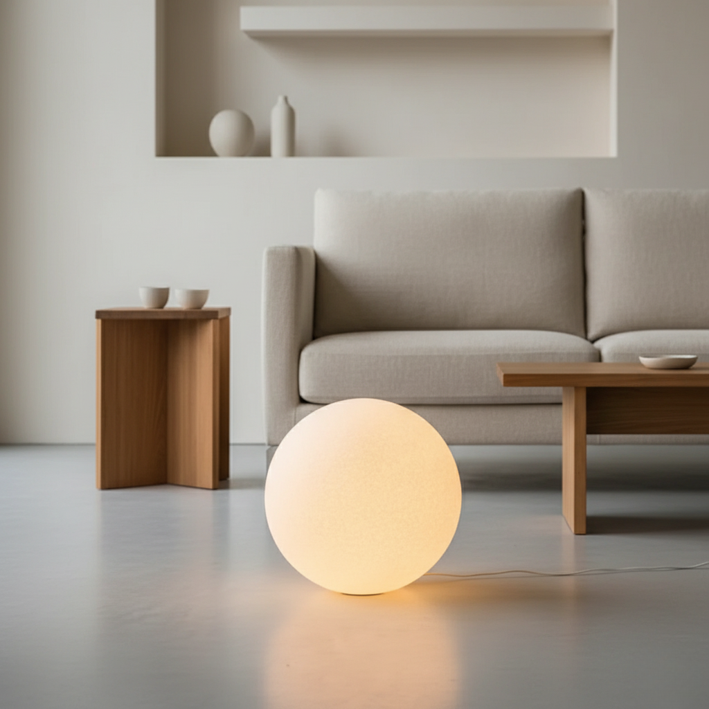 Lumen Collection | Modern Floor Lamp with Globe Shade & Soft Ambient Light | Stylish Addition for Living Rooms 9