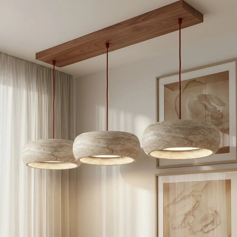 Lumen Kairi | Circular Pendant Light with Adjustable Height & Natural Stone Design | Modern Kitchen Pendant Lighting for Ambient Glow 11