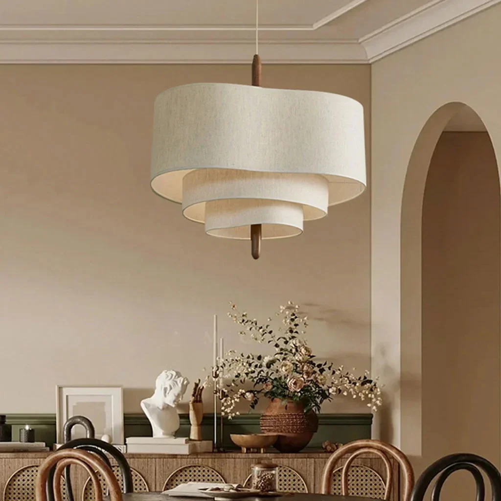 Lumen | Ceiling Light Fixture with Layered Fabric Shade | Soft Diffused Glow for Cozy Atmosphere 9