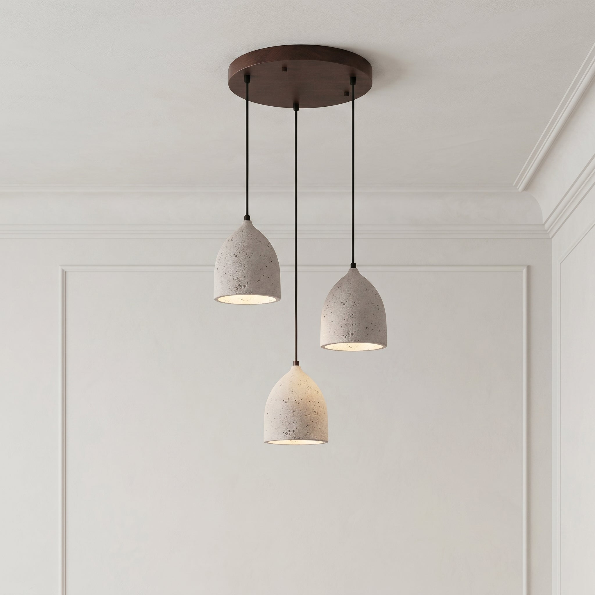 Lumen Volcanic Stone Pendant Light | Single-3 Head | Walnut/Beige