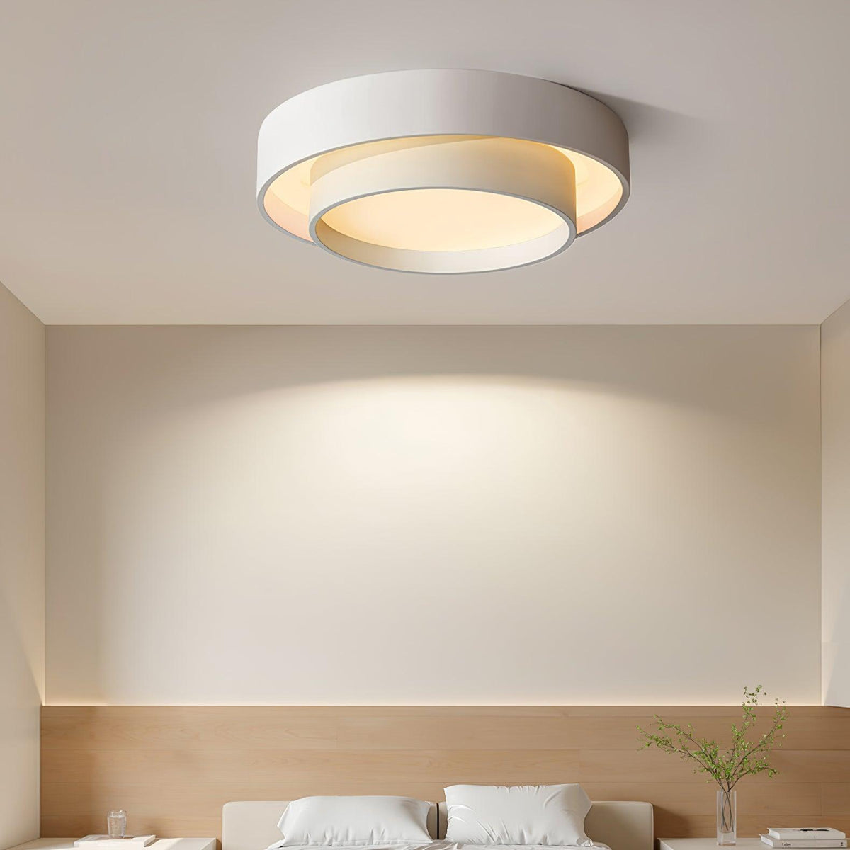 Arisha Ceiling Lamp Double Ring Gray & Black & White Cylinder Shape