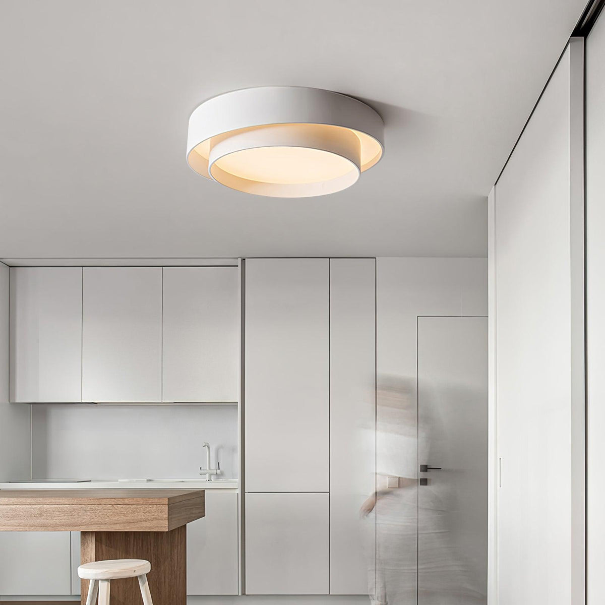 Arisha Ceiling Lamp Double Ring Gray & Black & White Cylinder Shape