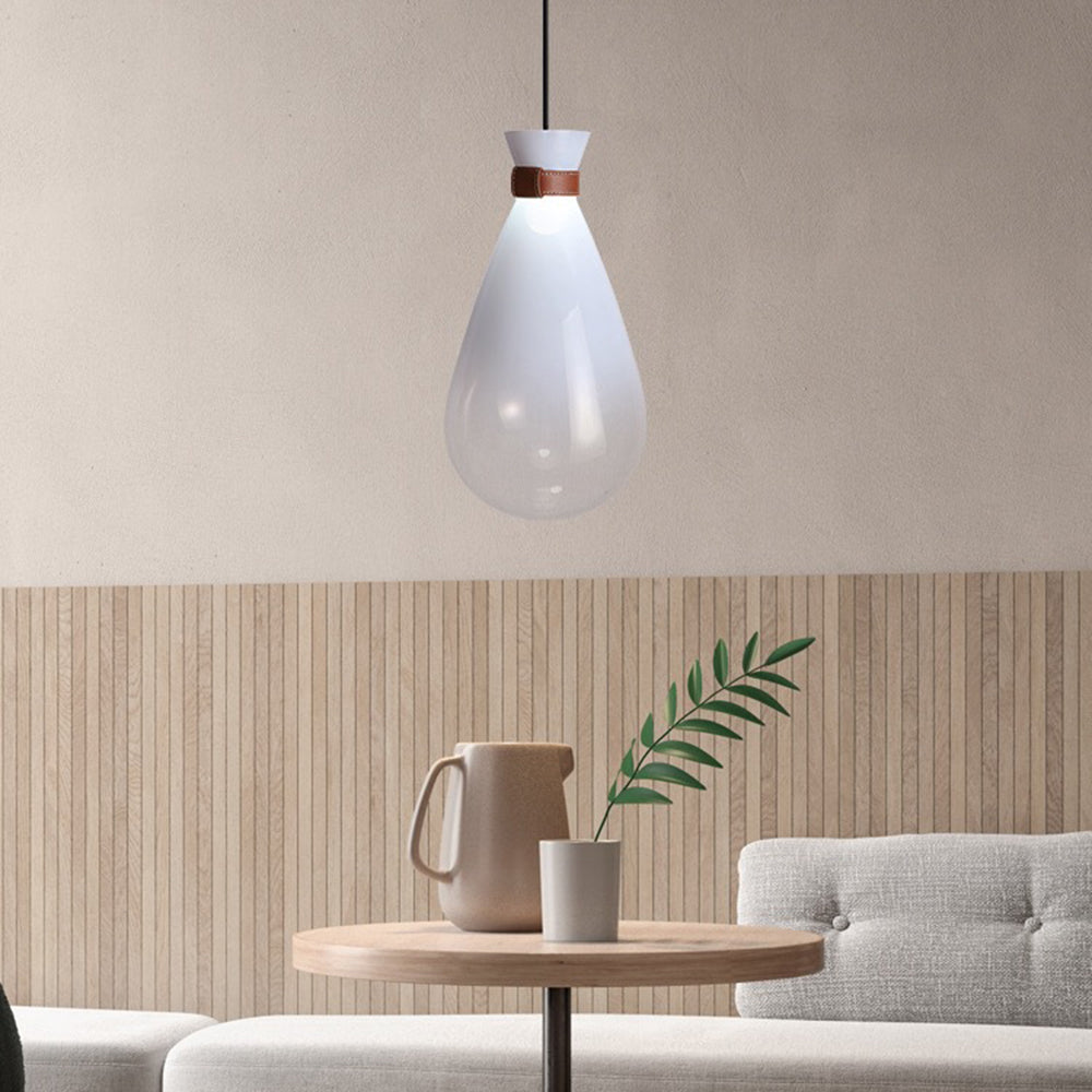 Valentina Teardrop Glass Pendant Light | S/L | White/Smoke Gray