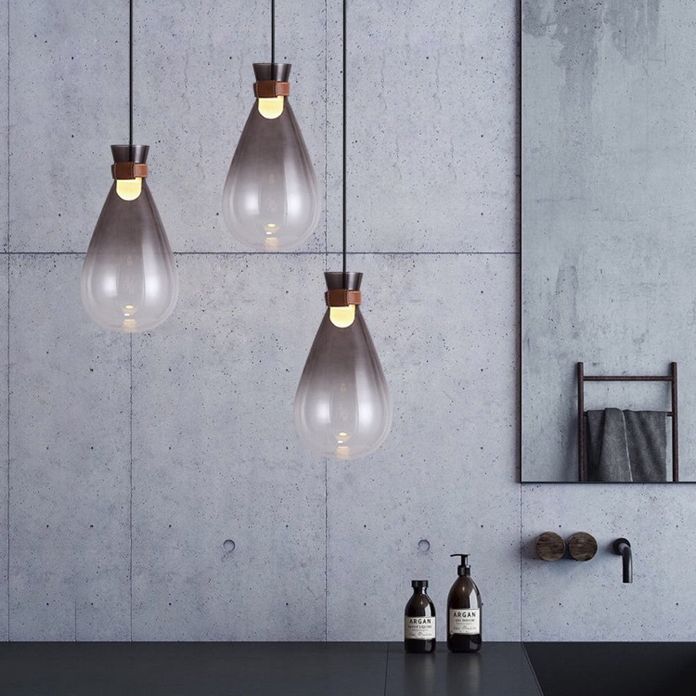 Valentina Teardrop Glass Pendant Light | S/L | White/Smoke Gray