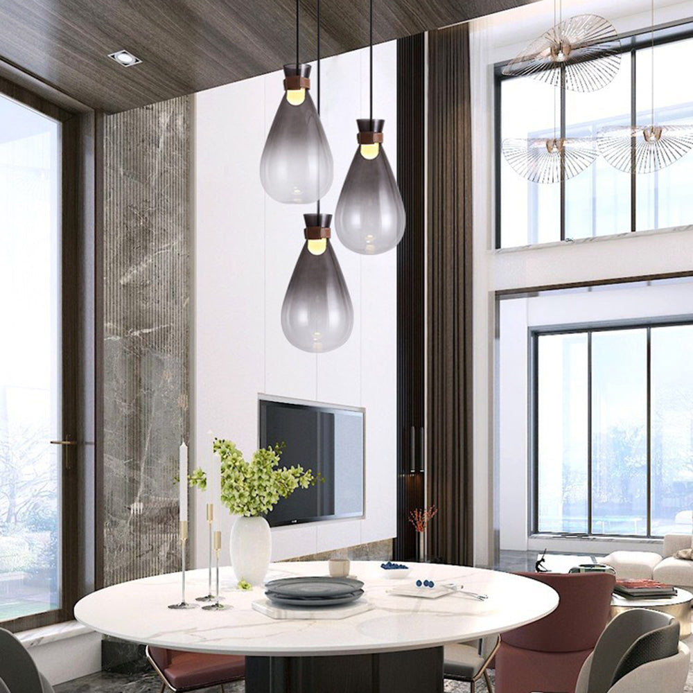 Valentina Teardrop Glass Pendant Light | S/L | White/Smoke Gray