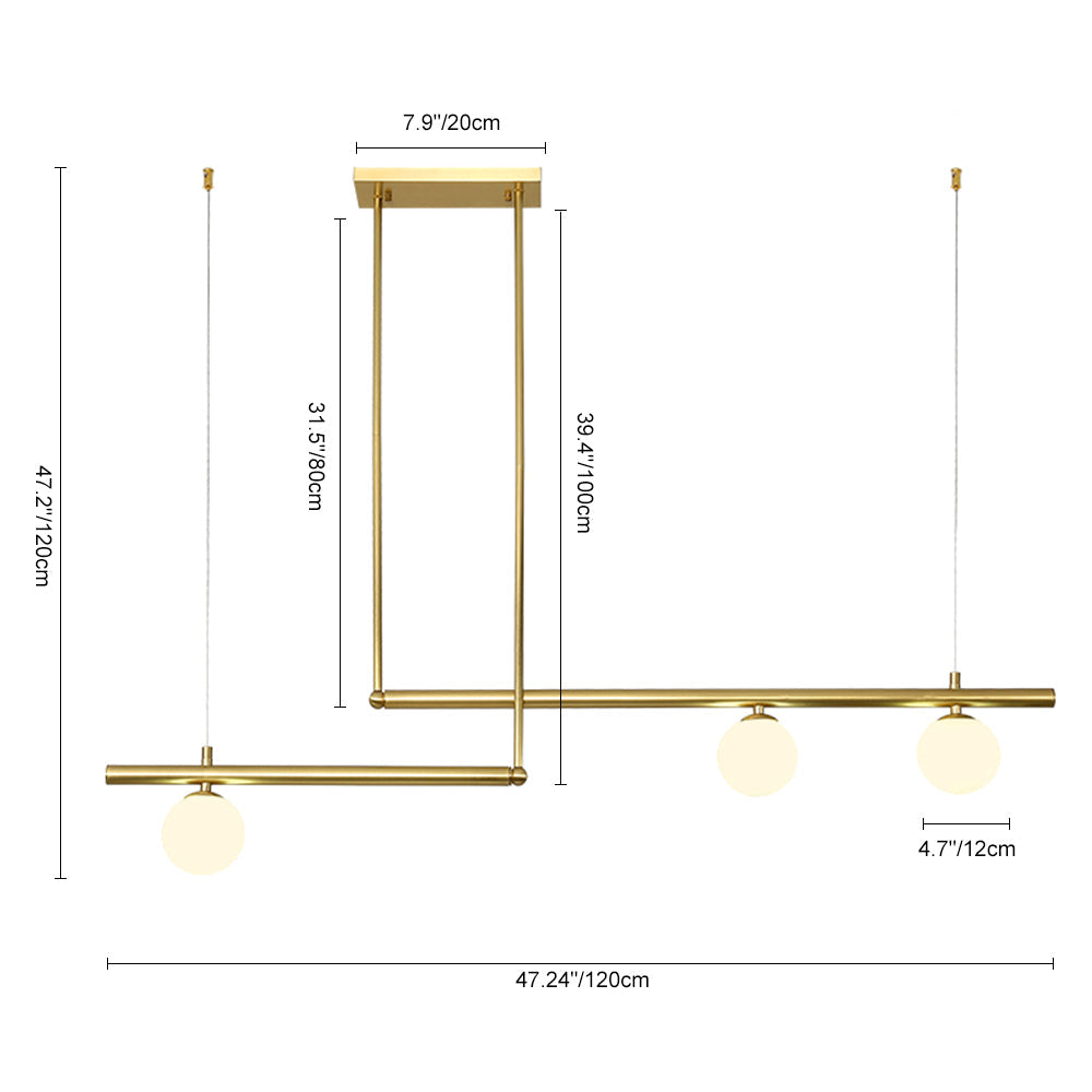 Mid-Century Modern Glass Globe Linear Chandelier