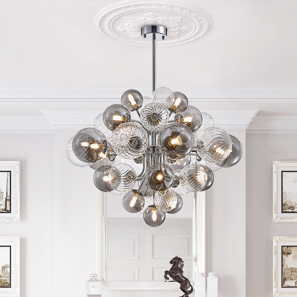 Tiered Smoky Glass Bubble Chandelier | 2 Sizes