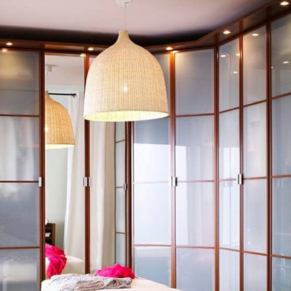 Modern Bamboo Pendant Light | Adjustable Height & Metal Frame | Stylish Kitchen Pendant Lighting for Warm Illumination 9