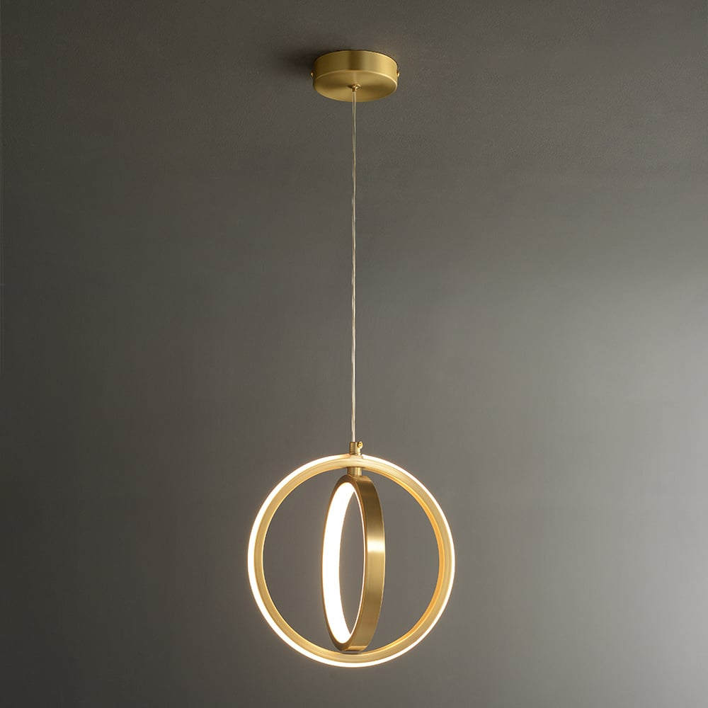 Modern LED Pendant Light | Gold Geometric 2-Ring Design for Elegant Kitchen Lighting 5