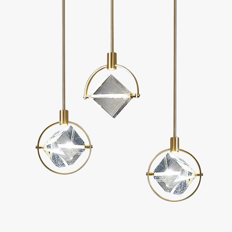 Kristy Geometric Crystal Pendant Light | Model A/B | Gold
