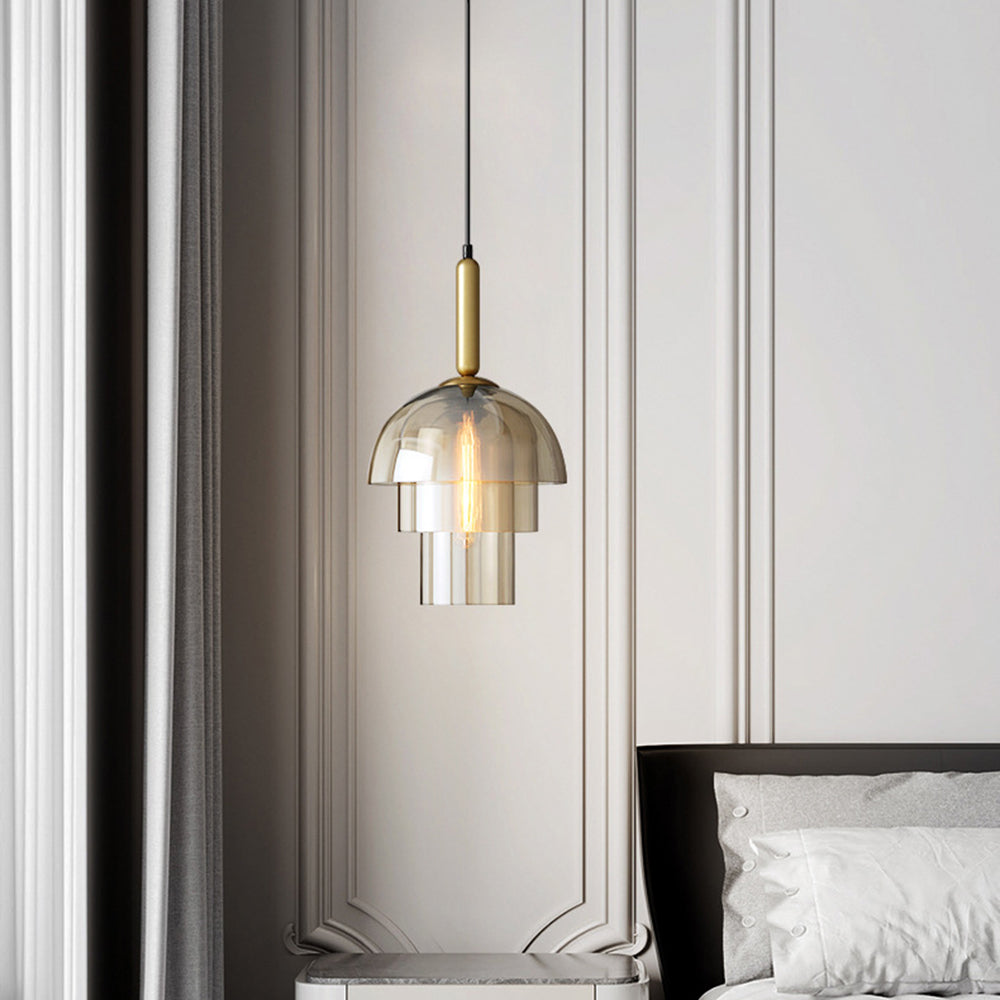 Modern Metal Glass Pendant Light with Cognac Finish | Elegant Hanging Lights for Stylish Illumination 3