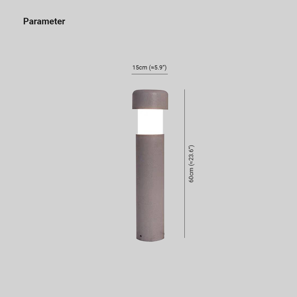 Modern Cylindrical Outdoor Path Light | Grey