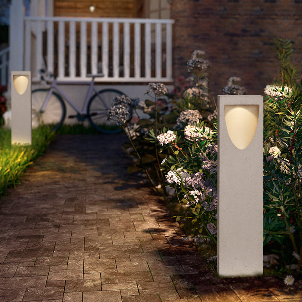Stone Metal Outdoor Path Light | Grey