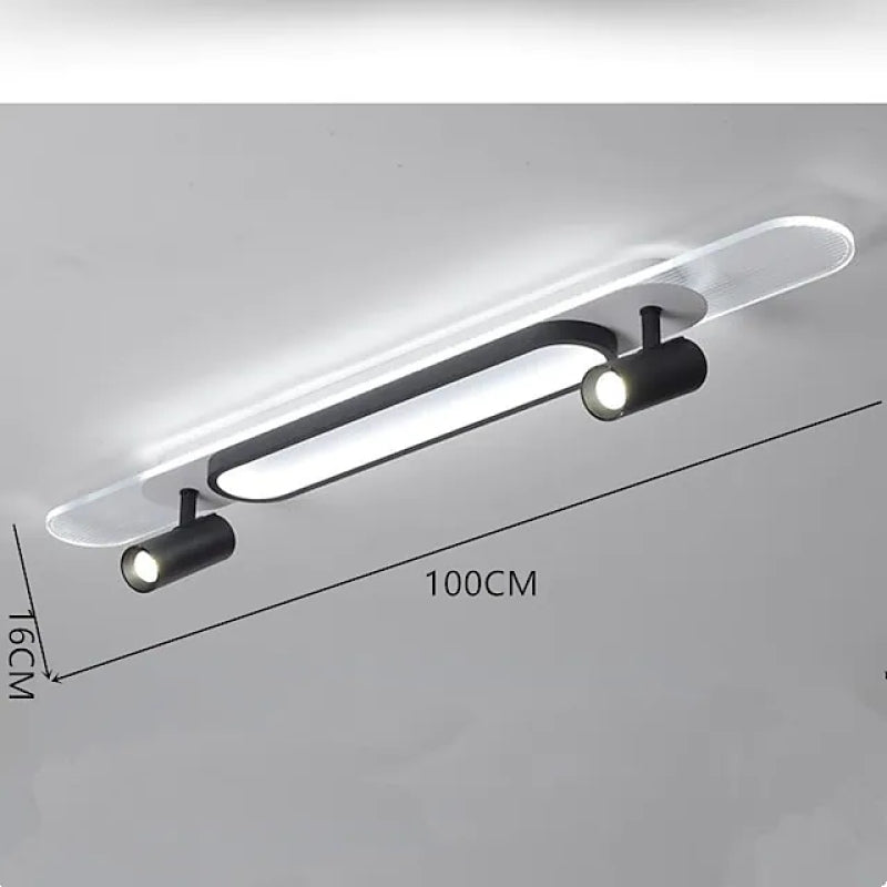 Modern Rectangular Double-Head LED Ceiling Light, Acrylic & Metal, 80/100cm | Black & White | 3 Color Temps