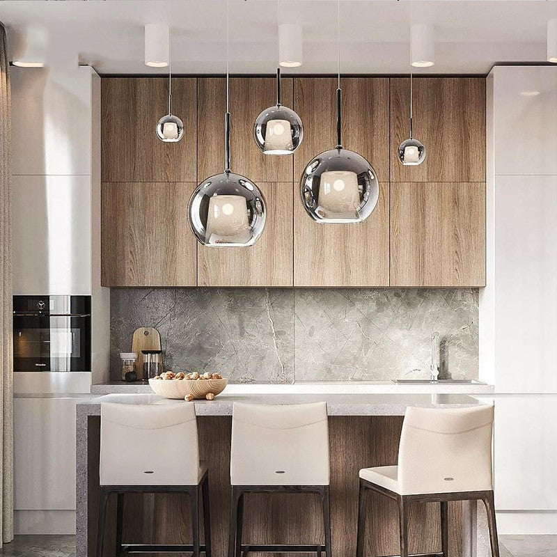 Valentina Sphere Glass Pendant Light | D 15-25cm | Amber, Smoke Grey or Clear
