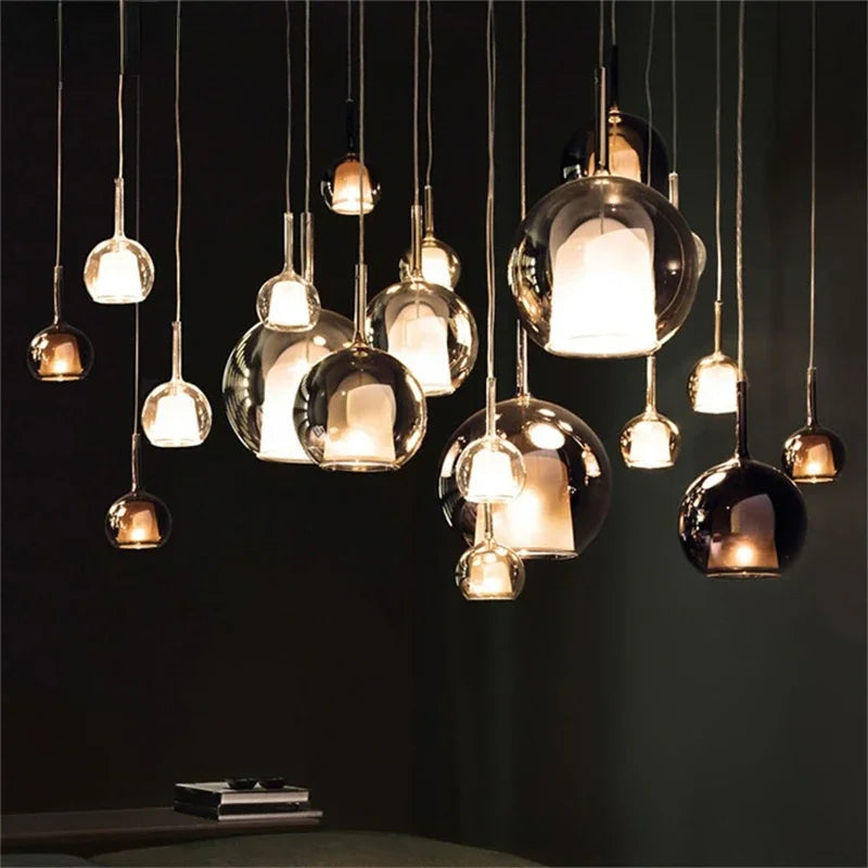Valentina Sphere Glass Pendant Light | D 15-25cm | Amber, Smoke Grey or Clear