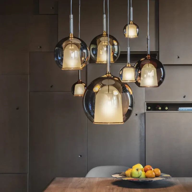 Valentina Sphere Glass Pendant Light | D 15-25cm | Amber, Smoke Grey or Clear