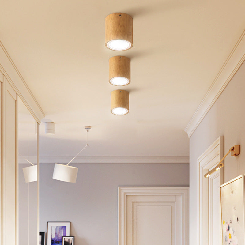 Muto Cylindrical Wood Downlight, Hardwood & Acrylic, H10/H15/H20 | White or Warm White LED | Moisture-Resistant