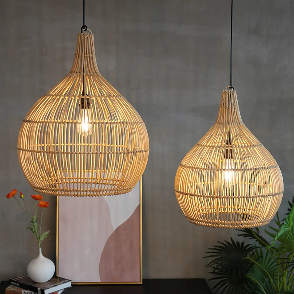 Muto Collection | Rattan Pendant Light with Unique Weaving Design | Elegant Kitchen Lighting for Cozy Spaces 2