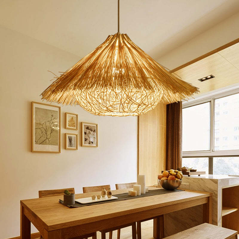 Muto Hand-Woven Rattan Pendant Light | Yellow/Brown | 40/50cm