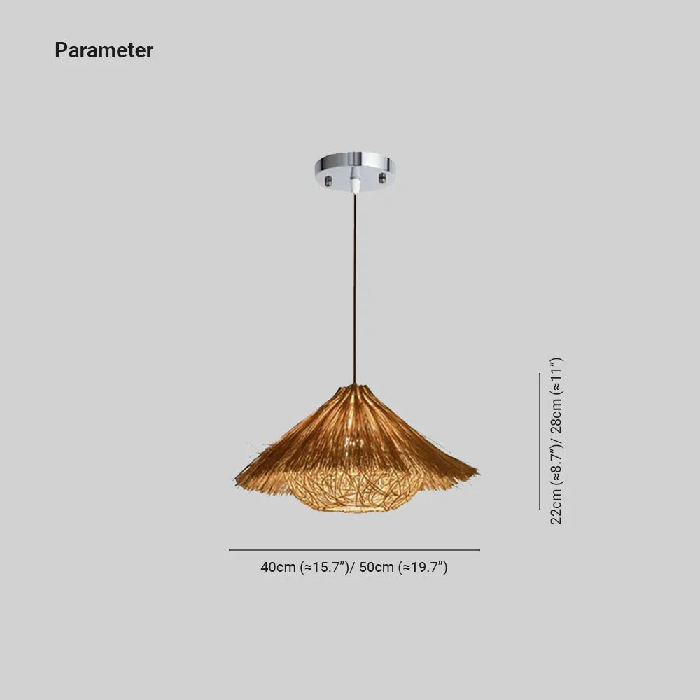 Muto Hand-Woven Rattan Pendant Light | Yellow/Brown | 40/50cm