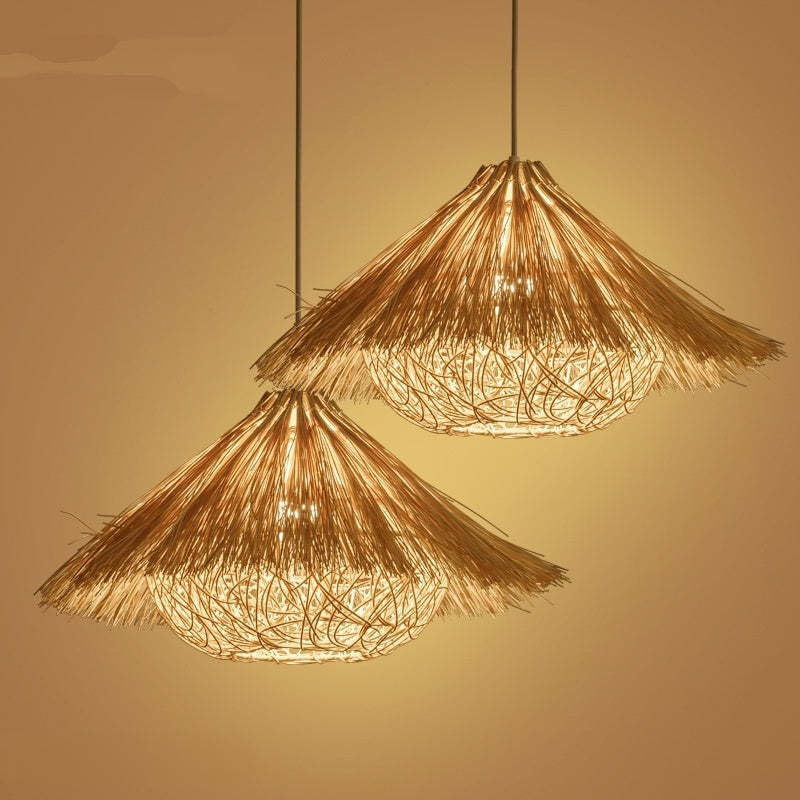 Muto Hand-Woven Rattan Pendant Light | Yellow/Brown | 40/50cm