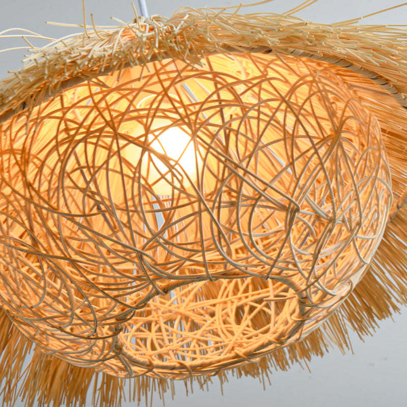 Muto Hand-Woven Rattan Pendant Light | Yellow/Brown | 40/50cm
