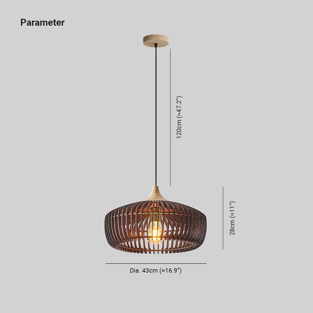 Muto Nordic Dome Pendant Light | Wood/Walnut