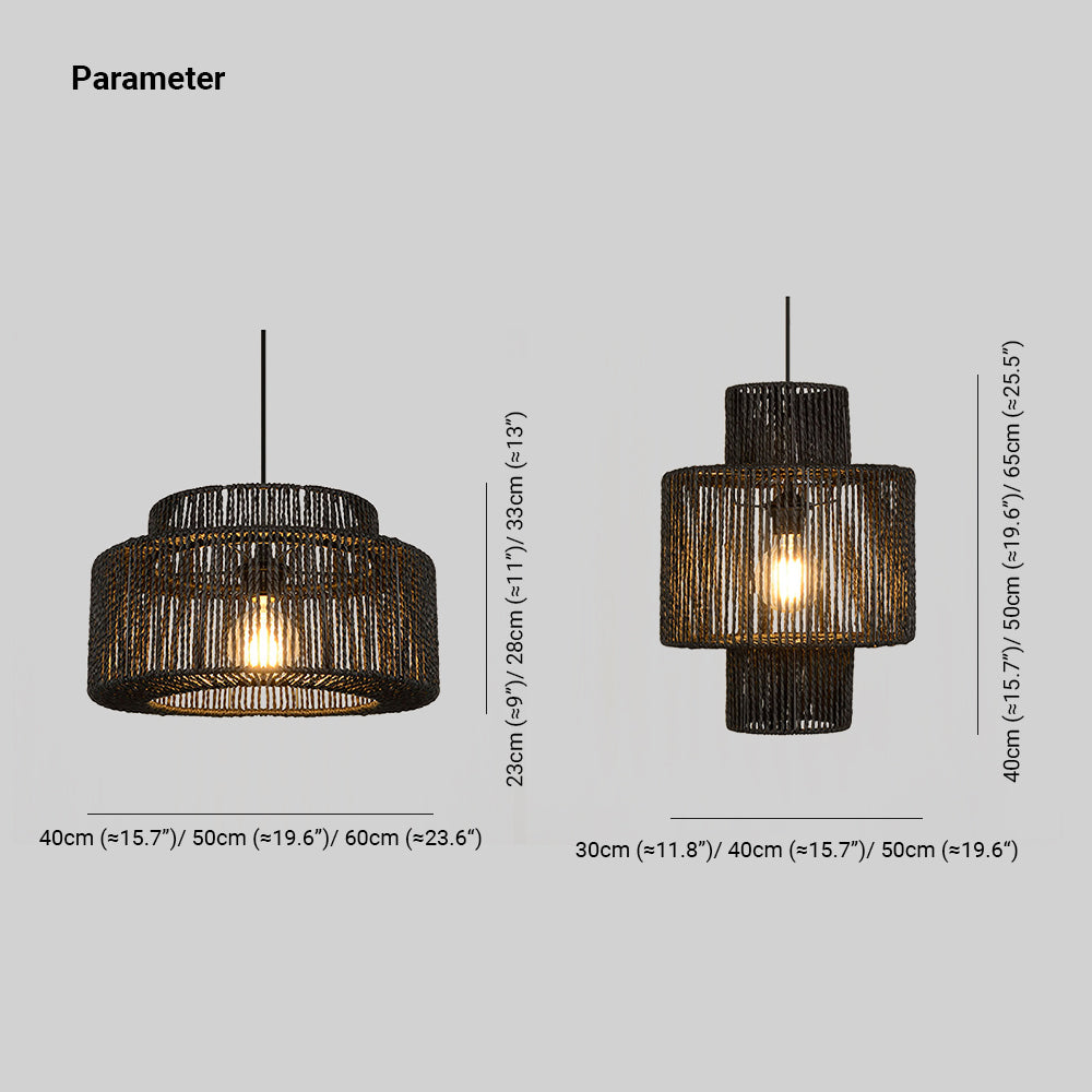 Muto Rattan Drum Pendant Light | Model A/B | Dia30-60cm