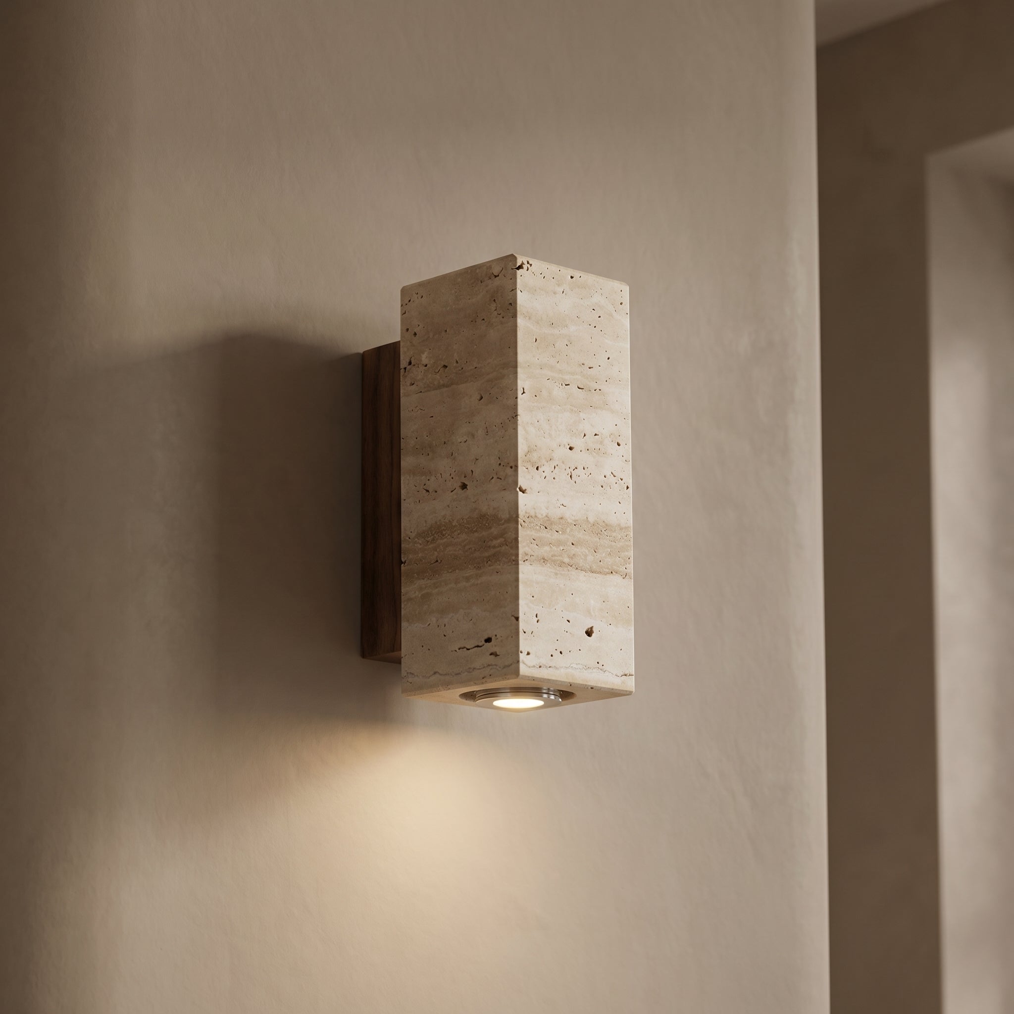 Travertine Wall Sconce | Square/Round | 2 Bases
