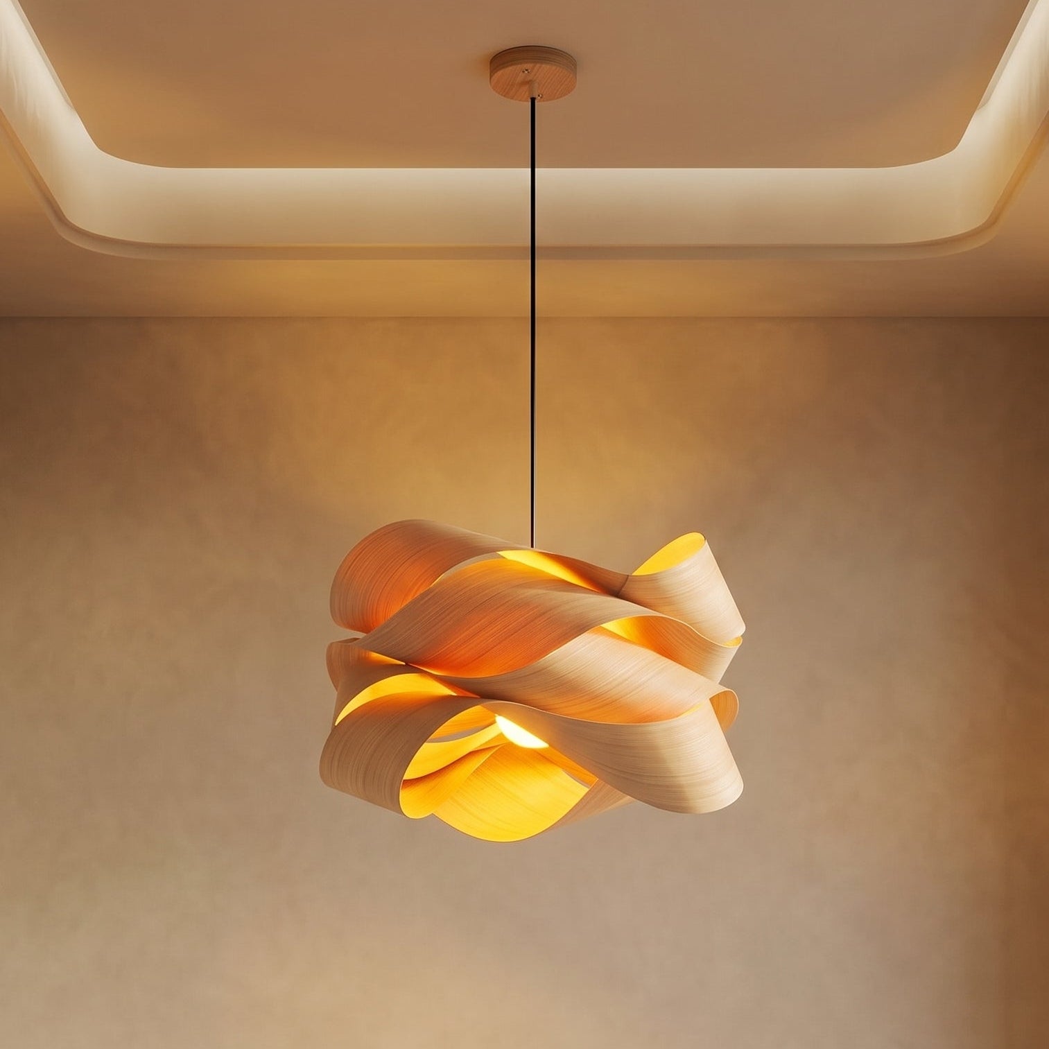 Natural Wood Dome Pendant Light | 2 Sizes