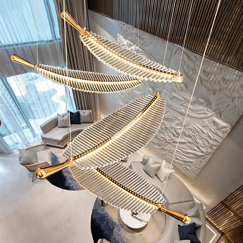 Nordic Luxury | Pendant Light with Leaf Design & Adjustable Height | Elegant Fixture for Living Room and Hotel 6