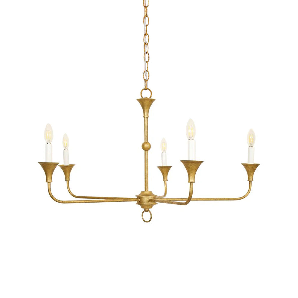 Unity Chandelier - 5 Heads Gold Leaf