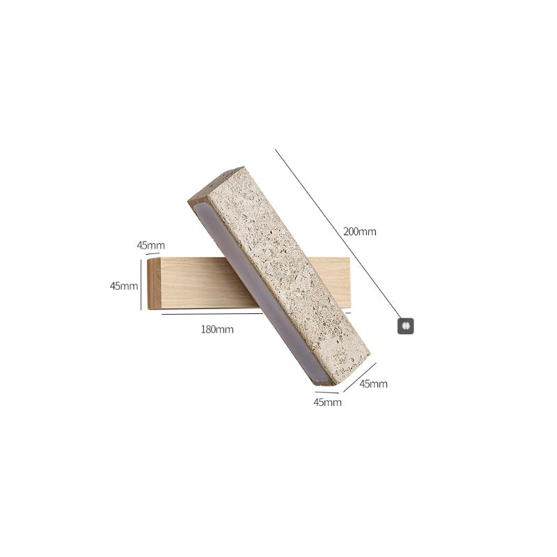 Zaid Travertine & Wood Adjustable Wall Lamp | Wood or Walnut