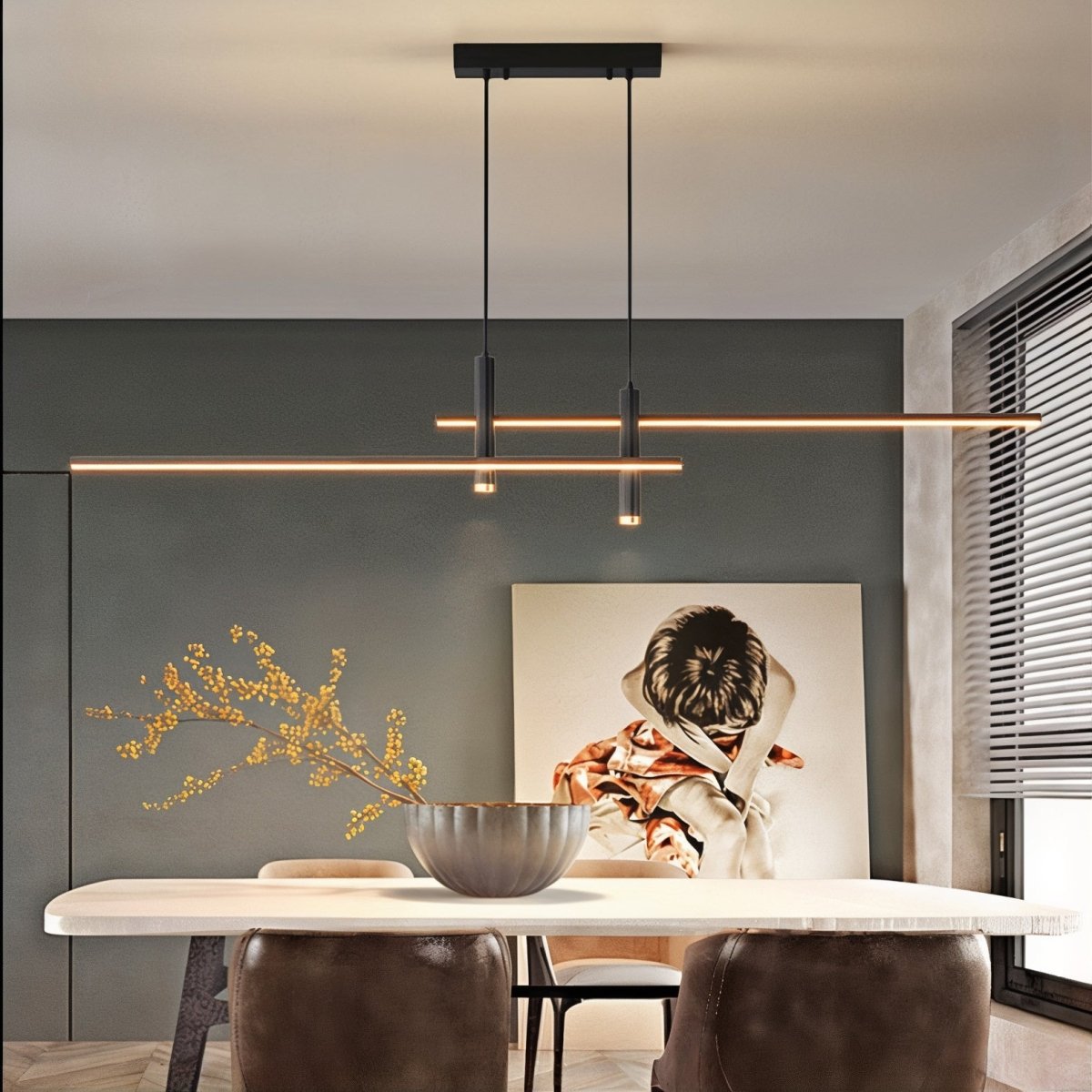 Otto Collection | LED Linear Pendant Light with Adjustable Suspension Cables | Modern Design for Elegant Illumination 9