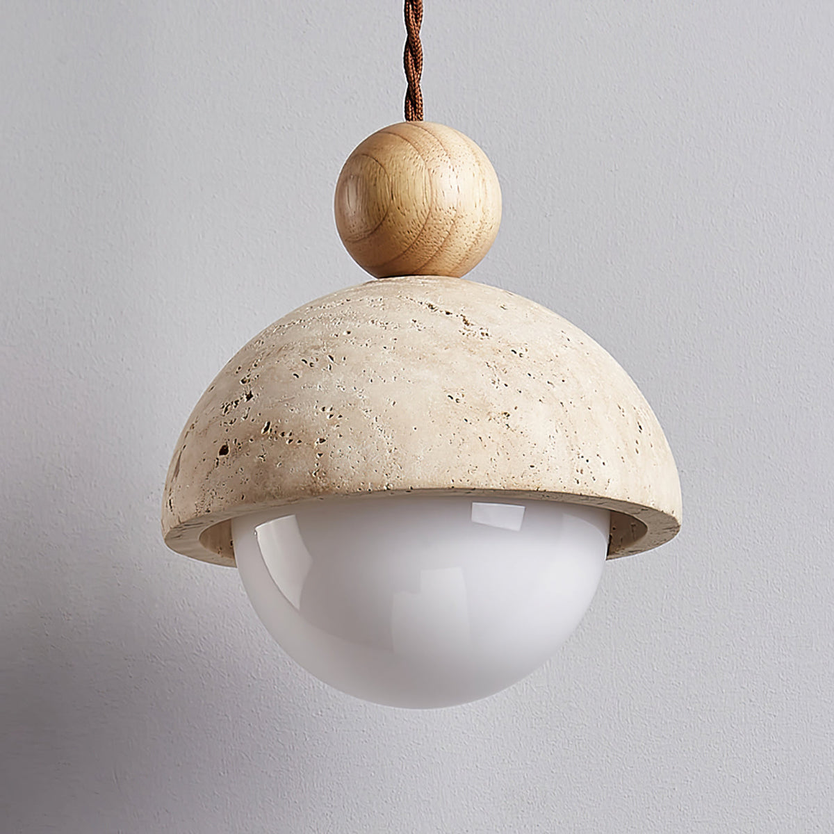 Aria Pendant Light Travertine Dome Glass