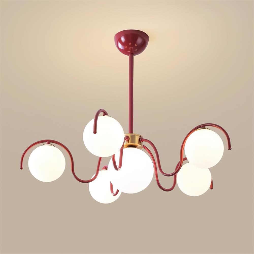 Aria Chandelier - 6 Heads Red & White