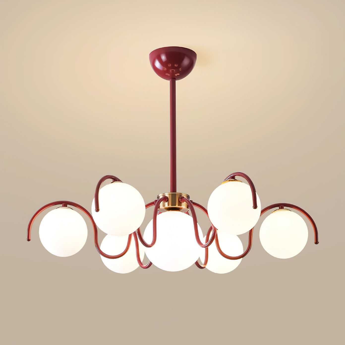 Aria Chandelier - 7 Heads Red & White