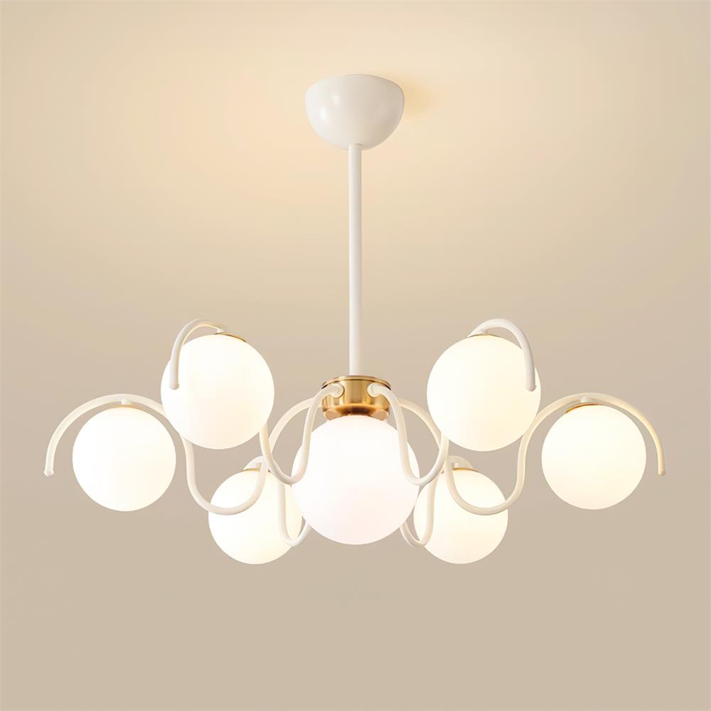 Aria Chandelier - 7 Heads Beige & White
