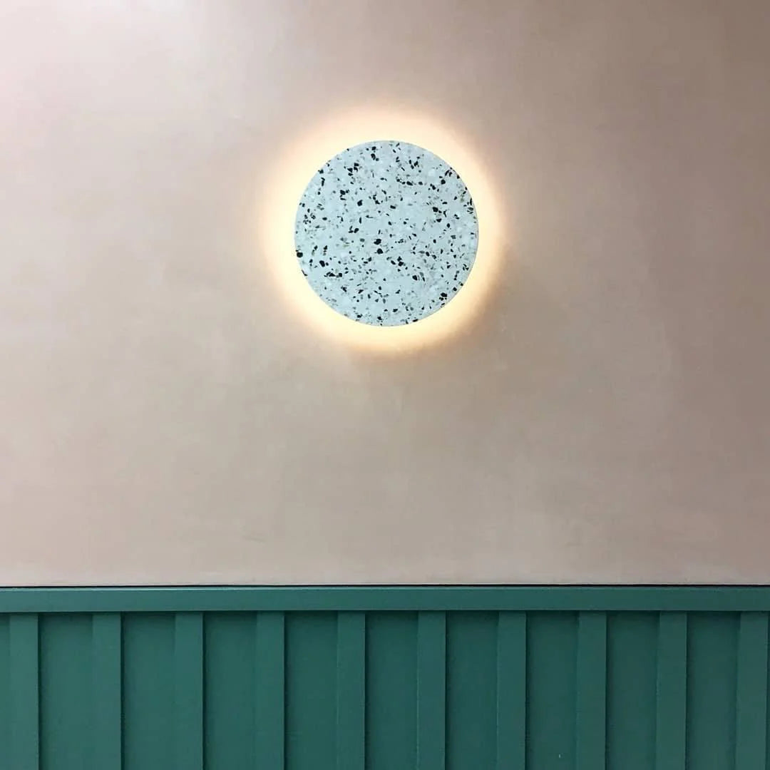 Byers Vintage Round Metal Terrazzo Concrete Wall Lamp Bedroom