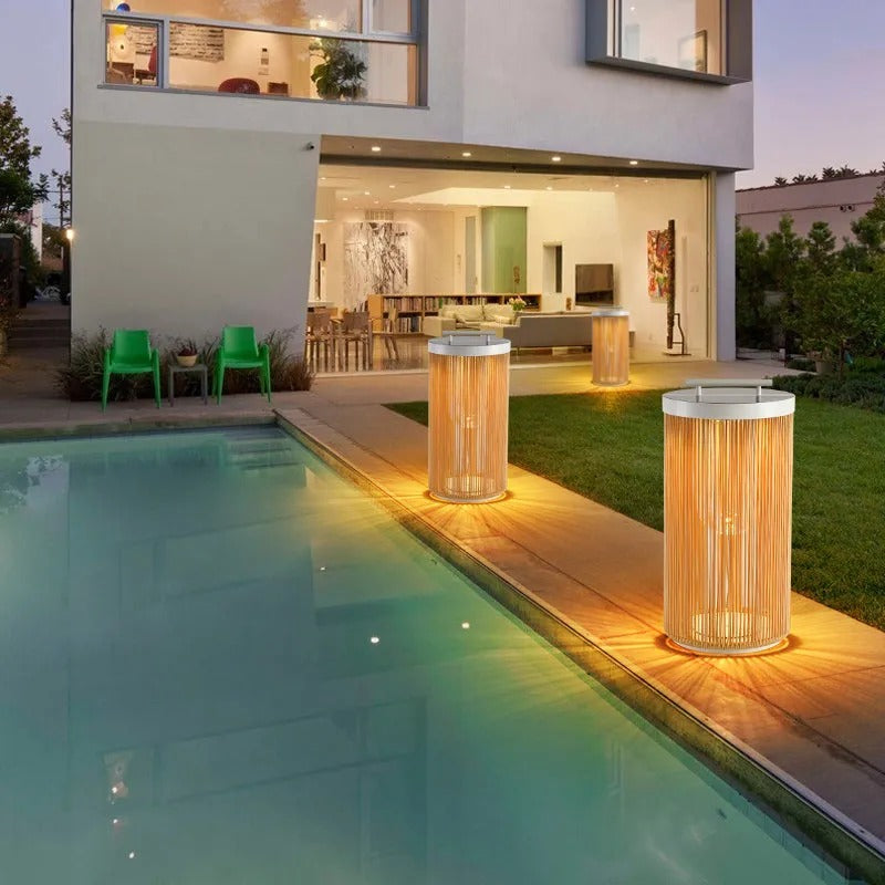 Wood & Metal Outdoor Floor Lamp
