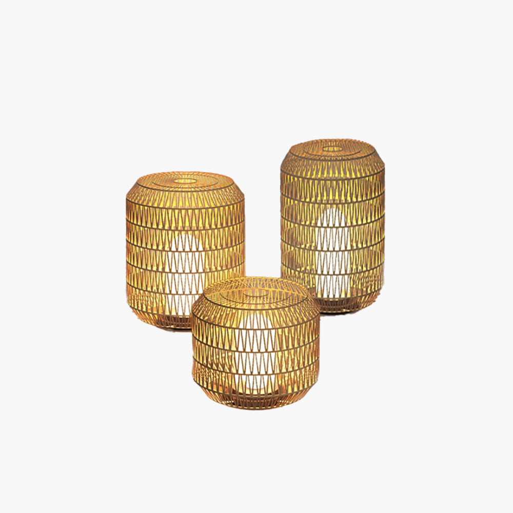 Rattan Shade Outdoor Floor Lamp