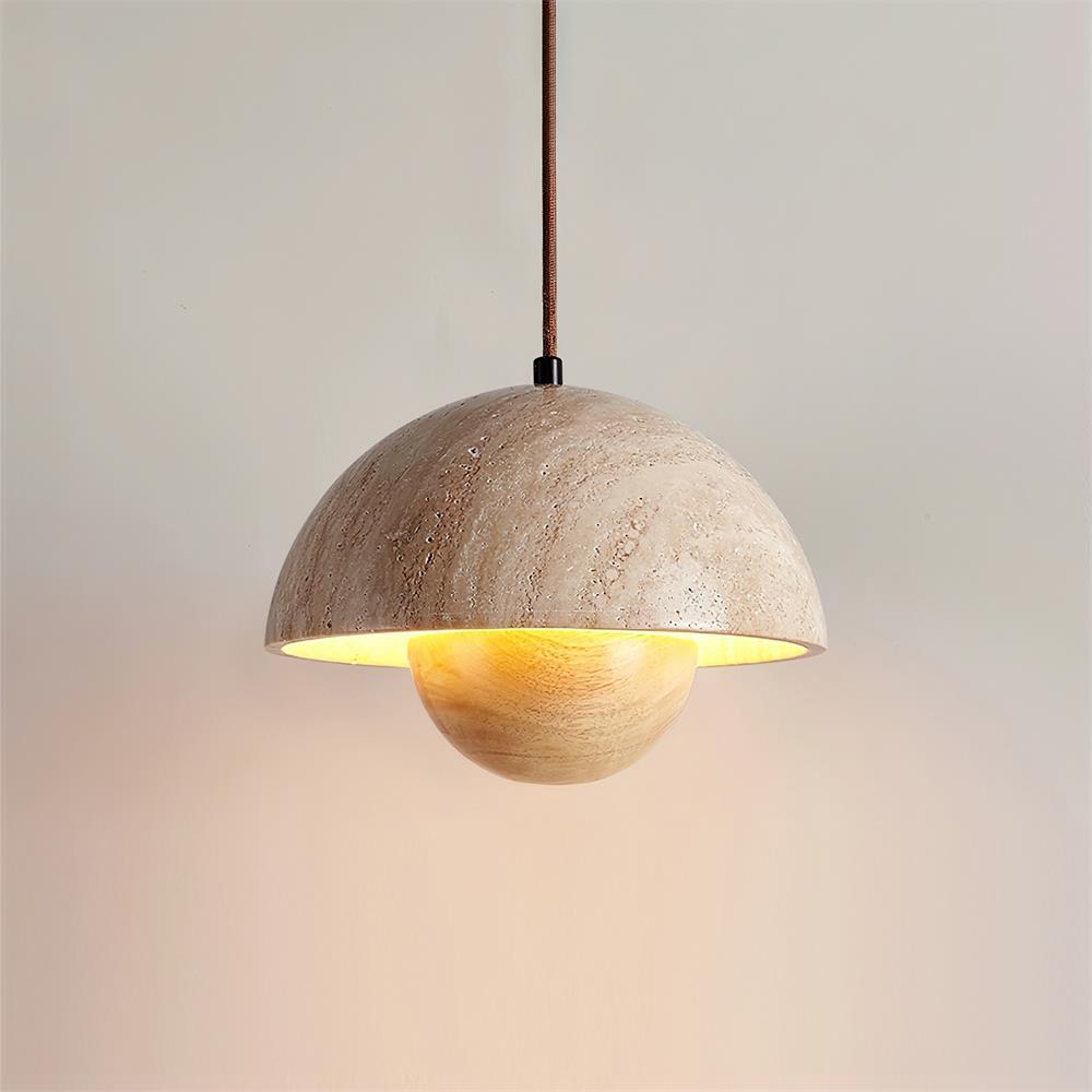Ritta Collection | Travertine Pendant Lighting with Adjustable Height | Modern Design for Cozy Ambiance 9