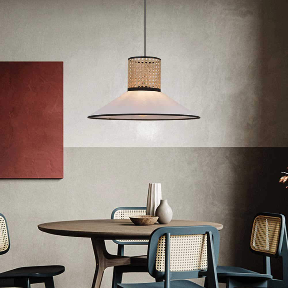 Ritta Rattan & Fabric Pendant Light | Dia 30-50cm