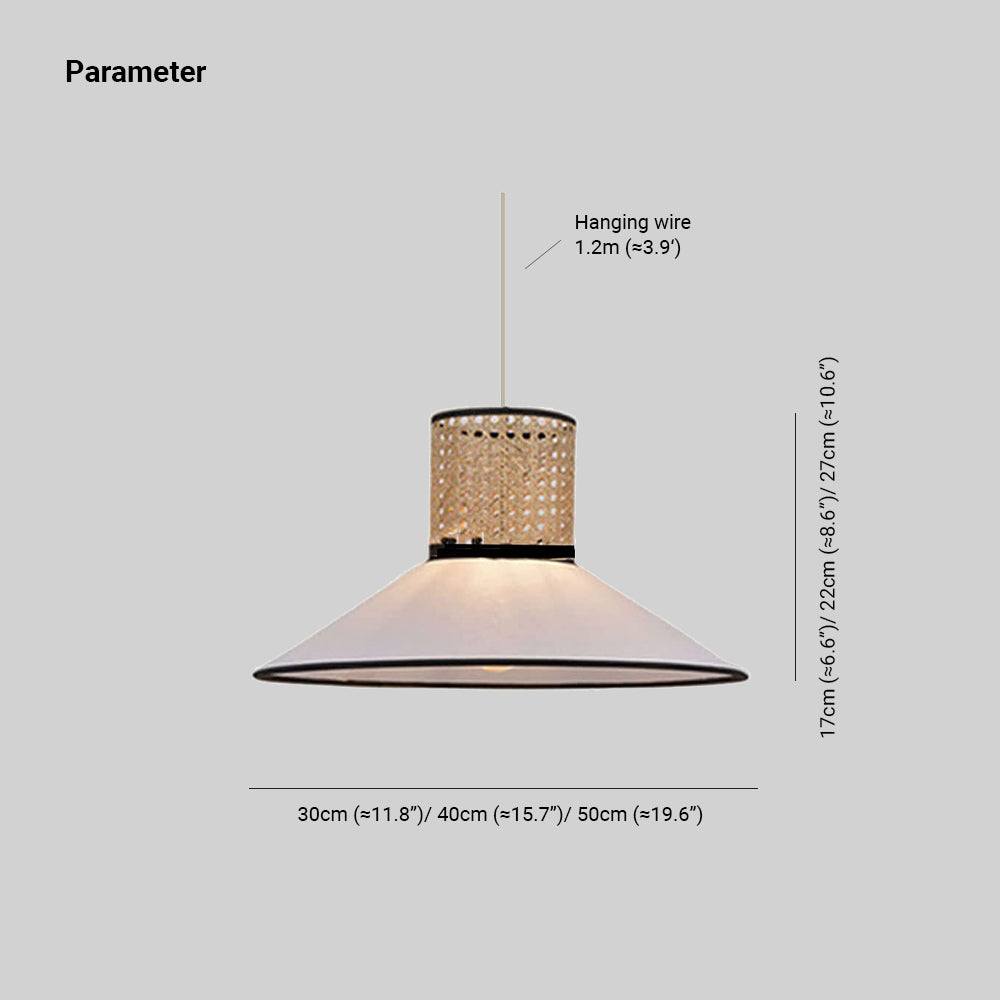 Ritta Rattan & Fabric Pendant Light | Dia 30-50cm