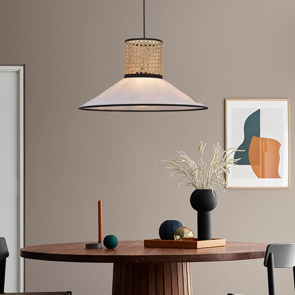 Ritta Rattan & Fabric Pendant Light | Dia 30-50cm