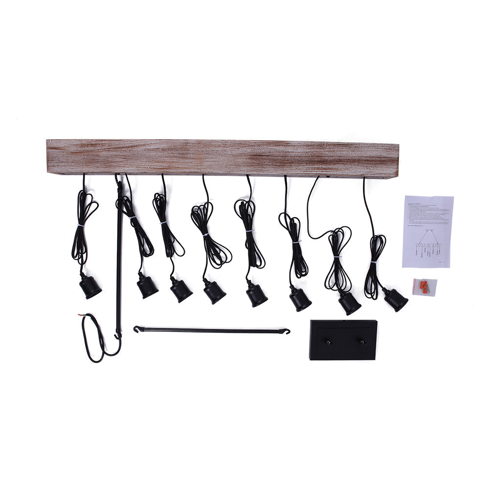 8-Light Rustic Wooden Farmhouse Light